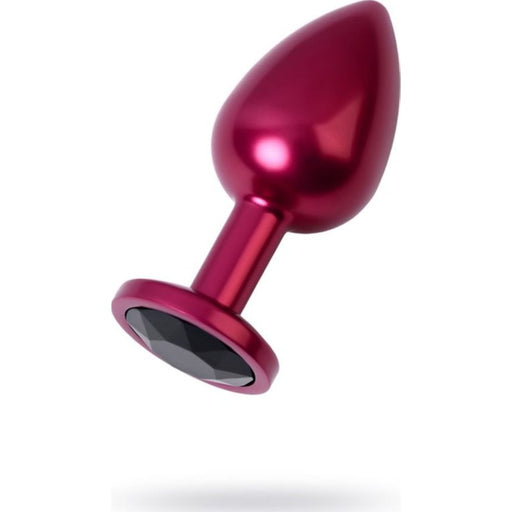 Metal Anal Plug w Red Crystal, Medium, Red