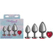 Cheeky Charms Round Metal Butt Plug 3-piece Kit, Gunmetal