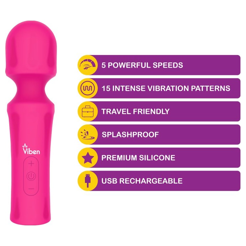 Viben Mighty Muse Massager, Hot Pink