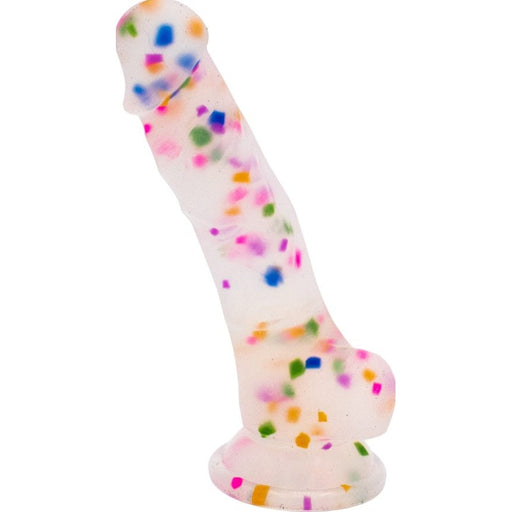 Natalie's Toy Box Cock-A-Palooza Confetti Silicone Suction Dildo, White/Mixed