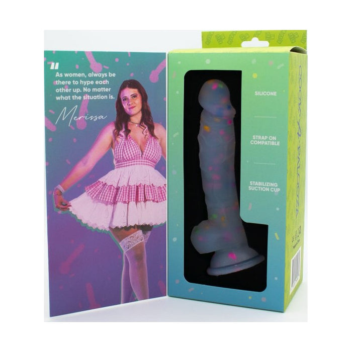 Natalie's Toy Box Cock-A-Palooza Confetti Silicone Suction Dildo, 7.5"/19cm, White/Mixed