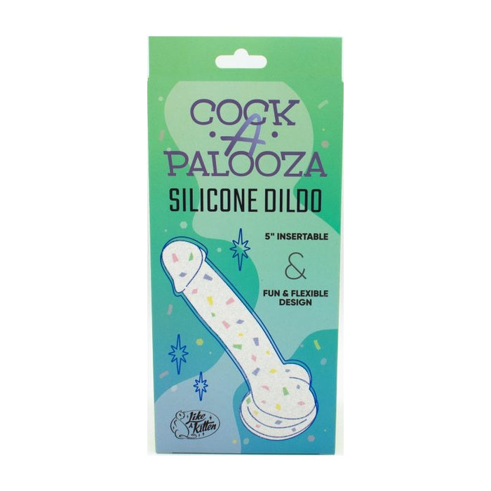 Natalie's Toy Box Cock-A-Palooza Confetti Silicone Suction Dildo, 7.5"/19cm, White/Mixed