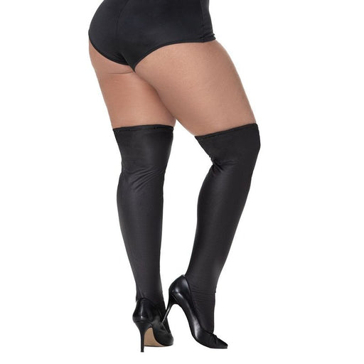 Mapale Vinyl Thigh Highs, Gloss Black, S/M, L/XL