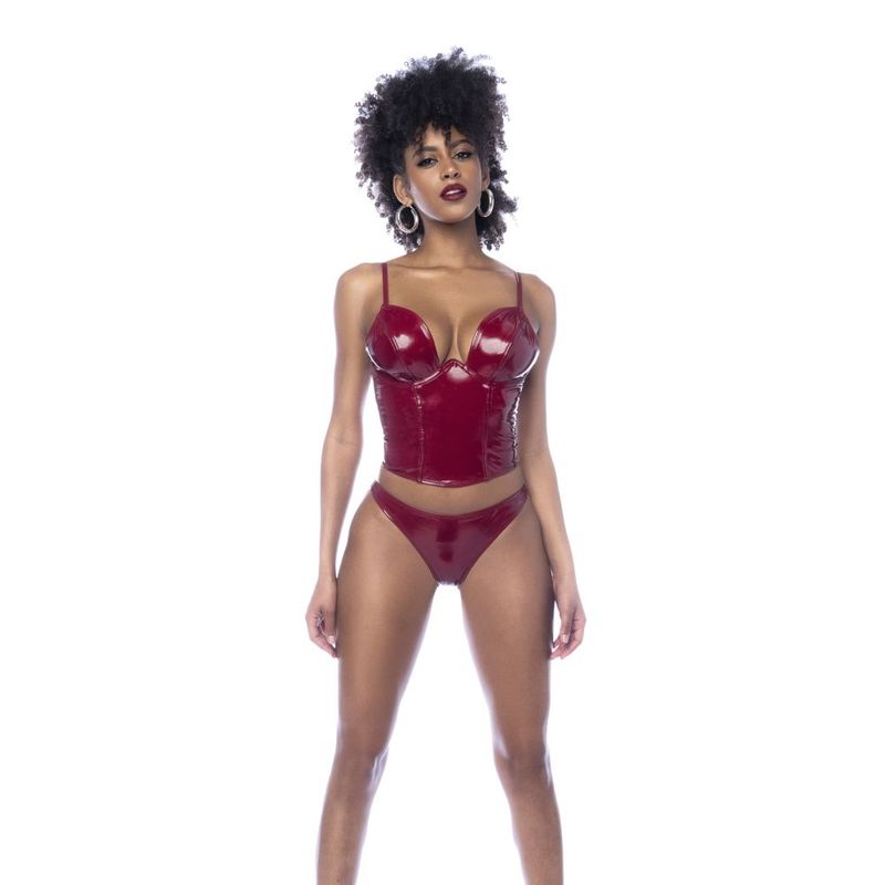 Mapale Wet Look Vinyl 2 Pc Set , WIne, S/M/L