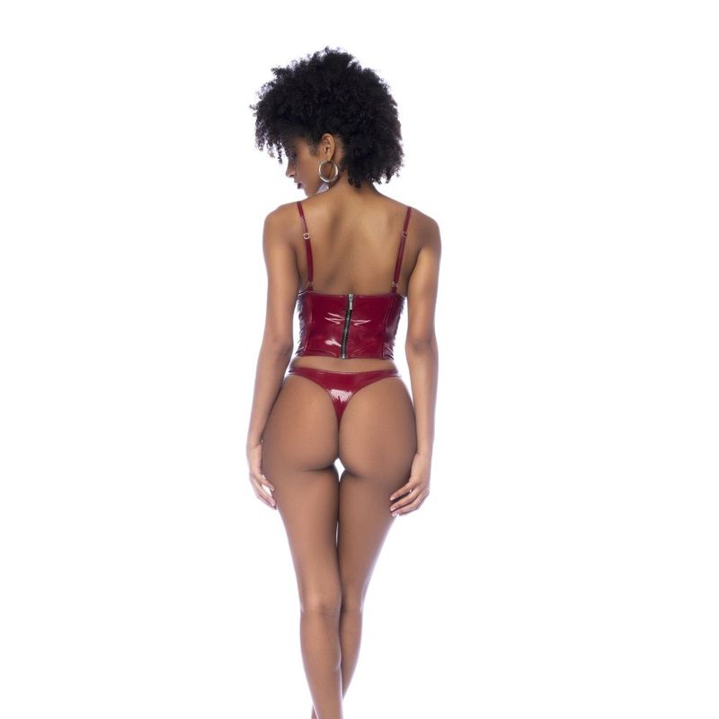 Mapale Wet Look Vinyl 2 Pc Set , WIne, S/M/L