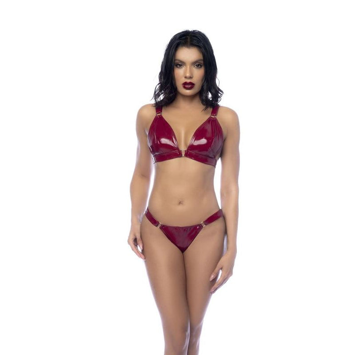 Mapale Wet Look Vinyl 2 Pc Set Gloss, Wine, S/M/L