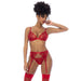 Mapale 3-Pc Set w/ Bralette, Garter Belt and Thong, Red, S/M, L/XL