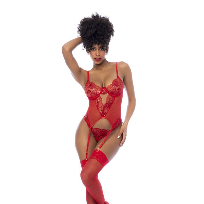 Mapale 2-Pc Set w/ Matching Thong, Red, S/M, L/XL