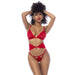 Mapale 3-Pc Set w/ Bra, Panties and Flexible Corset, Red, S/M, L/XL