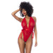 Mapale Red Lace Bodysuit with Side Ties, S/M, L/XL