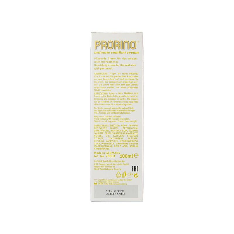 Hot Ero PRORINO Unisex Sensitive Anal Comfort Cream, 100ml