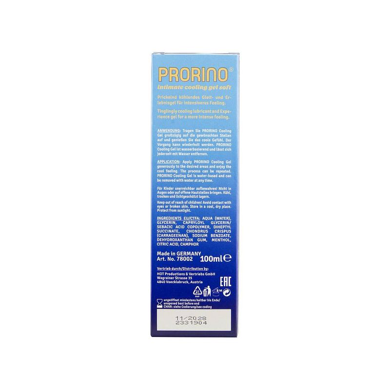 HOT Ero PRORINO Cooling Gel Soft Lubricant, 100ml