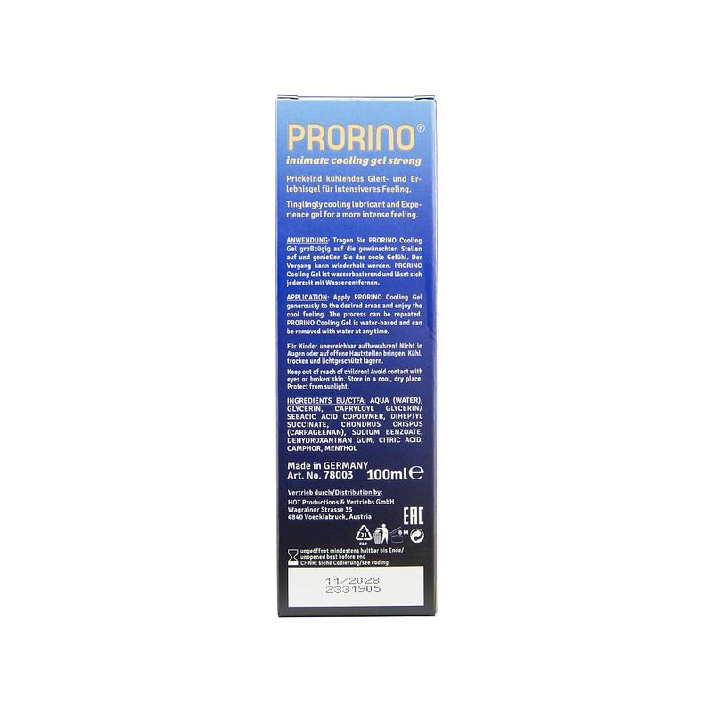 HOT PRORINO Cooling Gel Strong Lubricant, 100ml