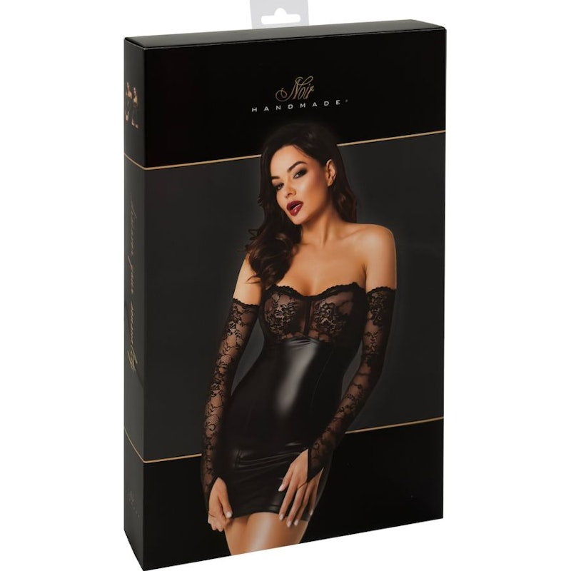 Noir Harmonia Wetlook Mini Dress, Black, S, M, L
