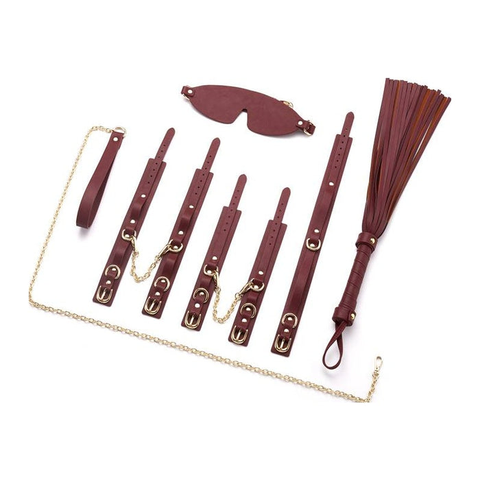 Daytona 8-Piece Deluxe Bondage Play Kit, Burgundy Gold