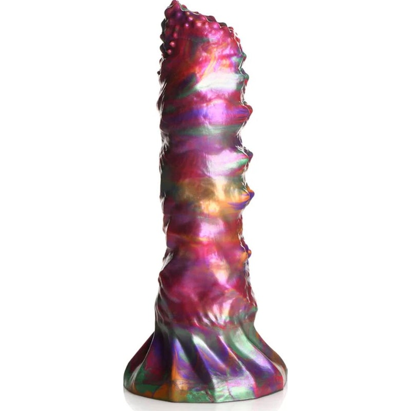Larva Silicone Ovipositor Dildo w/ Eggs, 9", Rainbow