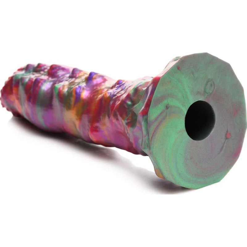 Larva Silicone Ovipositor Dildo w/ Eggs, 9", Rainbow