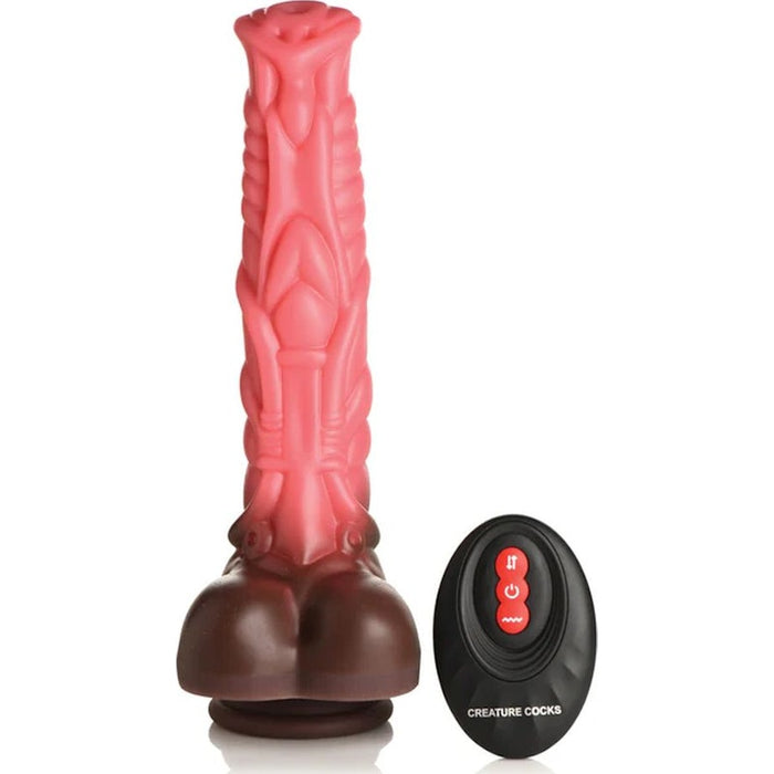 Deluxe Centaur Thrusting & Vibrating Silicone Dildo, 10.3", Peach