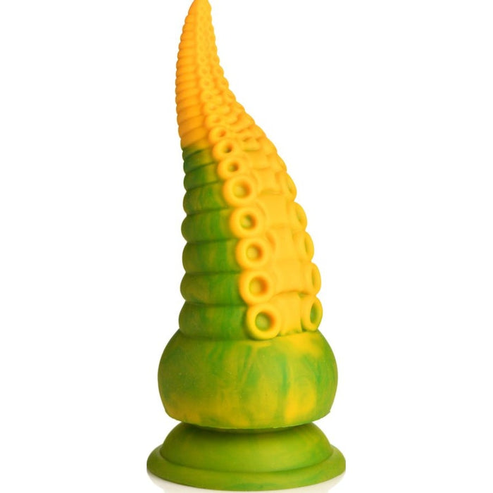 Monstropus 2.0 Vibrating Tentacle Silicone Dildo, 7.3", Yellow/Green