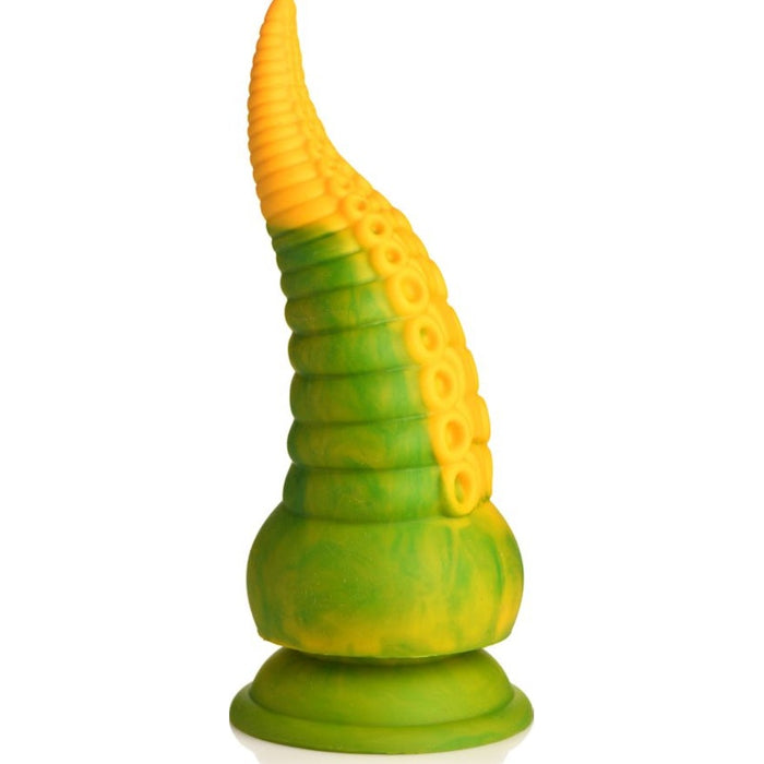 Monstropus 2.0 Vibrating Tentacle Silicone Dildo, 7.3", Yellow/Green