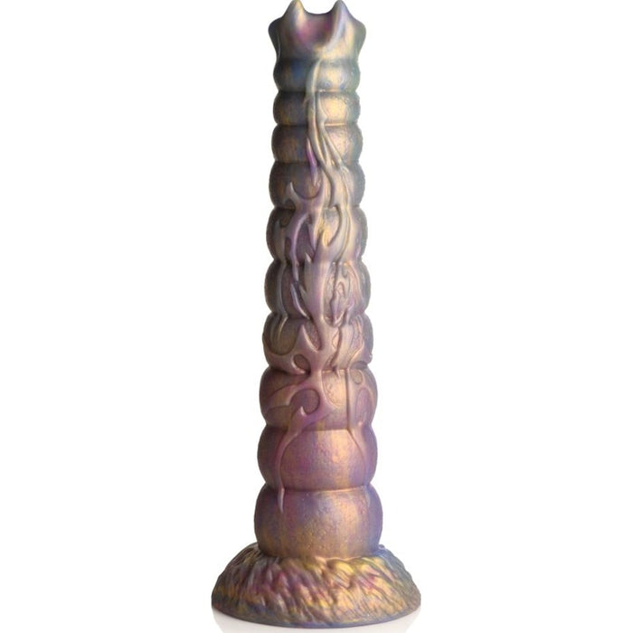 Deep Invader Tentacle Ovipositor Silicone Dildo with Eggs, 9", Rainbow