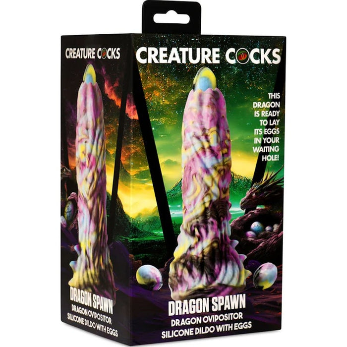 Dragon Spawn Dragon Ovipositor Silicone Dildo with Eggs, 7.3", Mixed