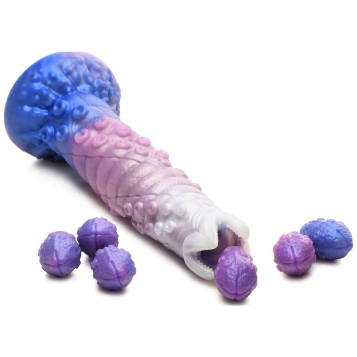 Tenta-Queen Ovipositor Silicone Dildo with Eggs, 11.5", Mixed