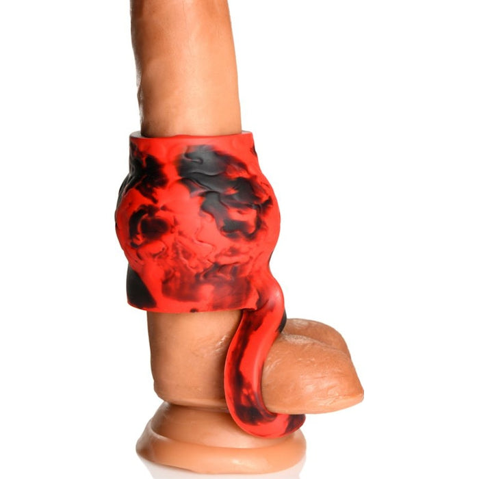 Hell Hound Silicone Penis Sleeve and Ball Stretcher, Red