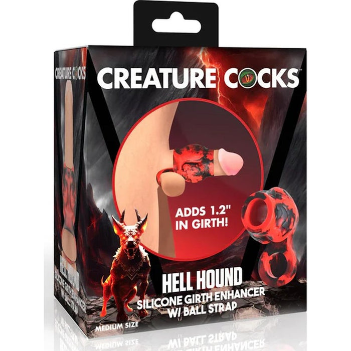 Hell Hound Silicone Penis Sleeve and Ball Stretcher, Red