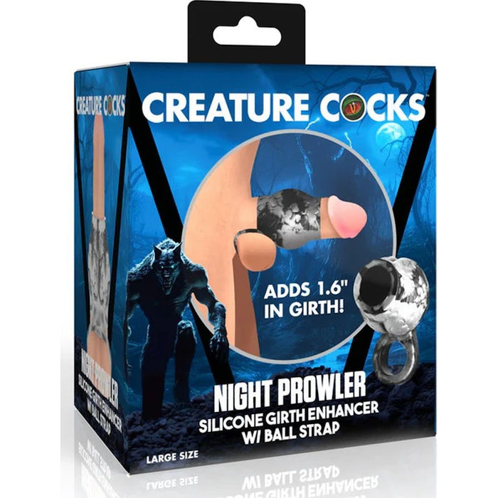 Night Prowler Silicone Penis Sleeve and Ball Stretcher, SIlver