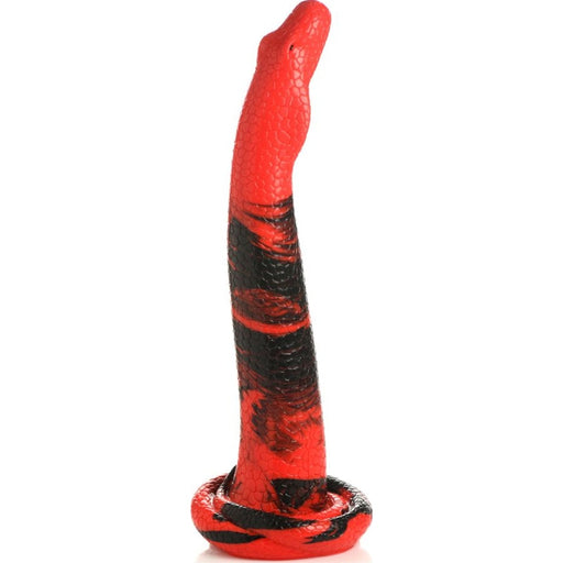 Creature Cocks Large King Cobra Silicone Dong, 14", Red