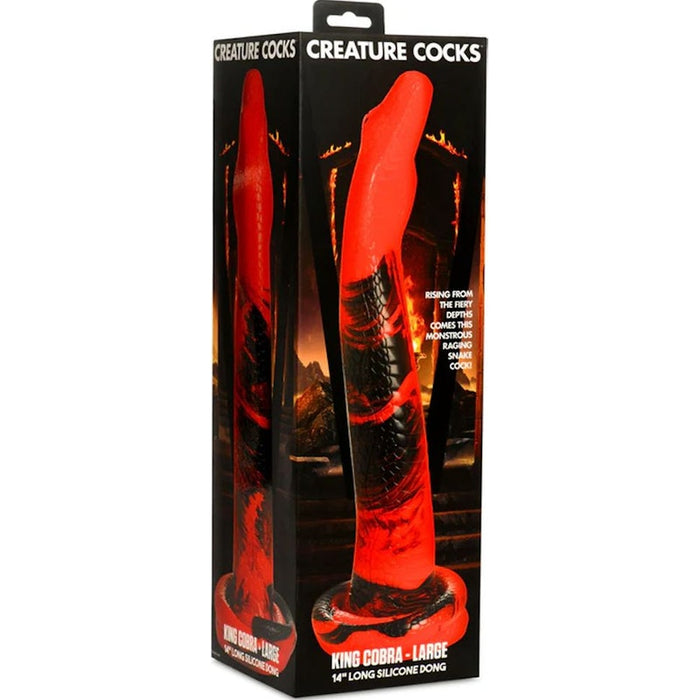 Creature Cocks Large King Cobra Silicone Dong, 14", Red