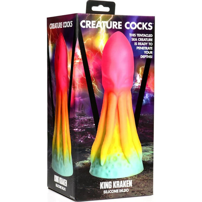 Creature Cocks King Kraken Silicone Dildo, 8.1", Rainbow