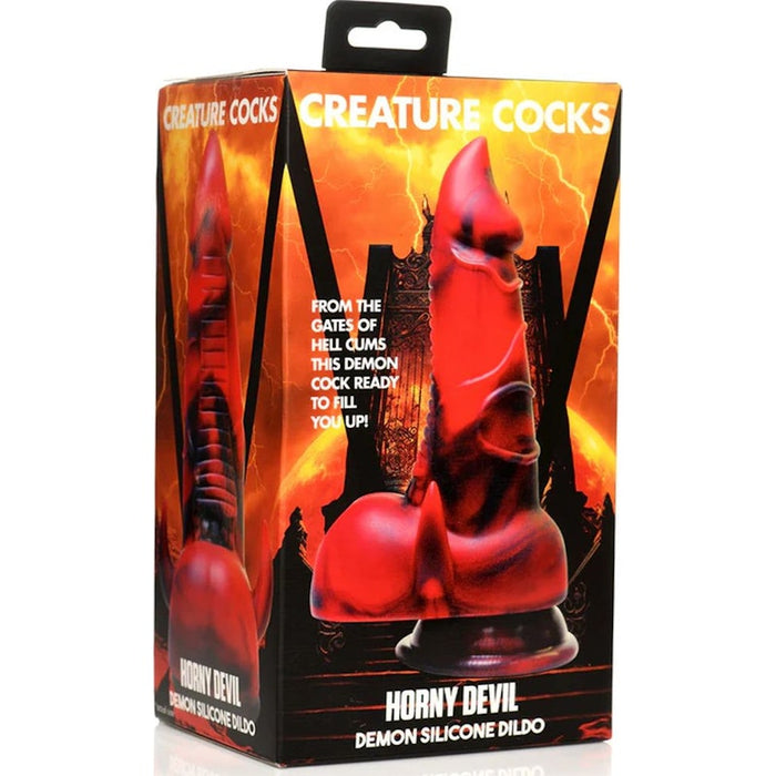 Creature Cocks Horny Devil Demon Silicone Dildo, 7.5", Red