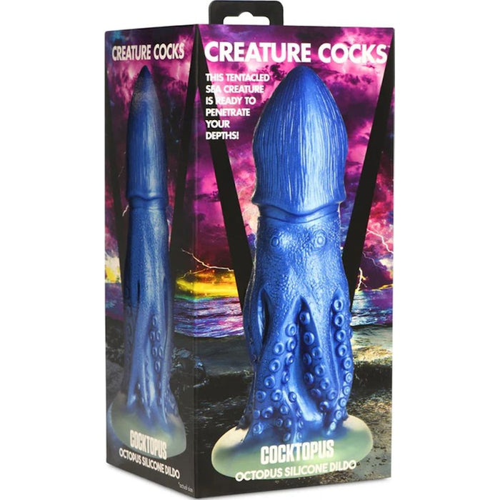 Creature Cocks Cocktopus Octopus Silicone Dildo, 8.4", Blue