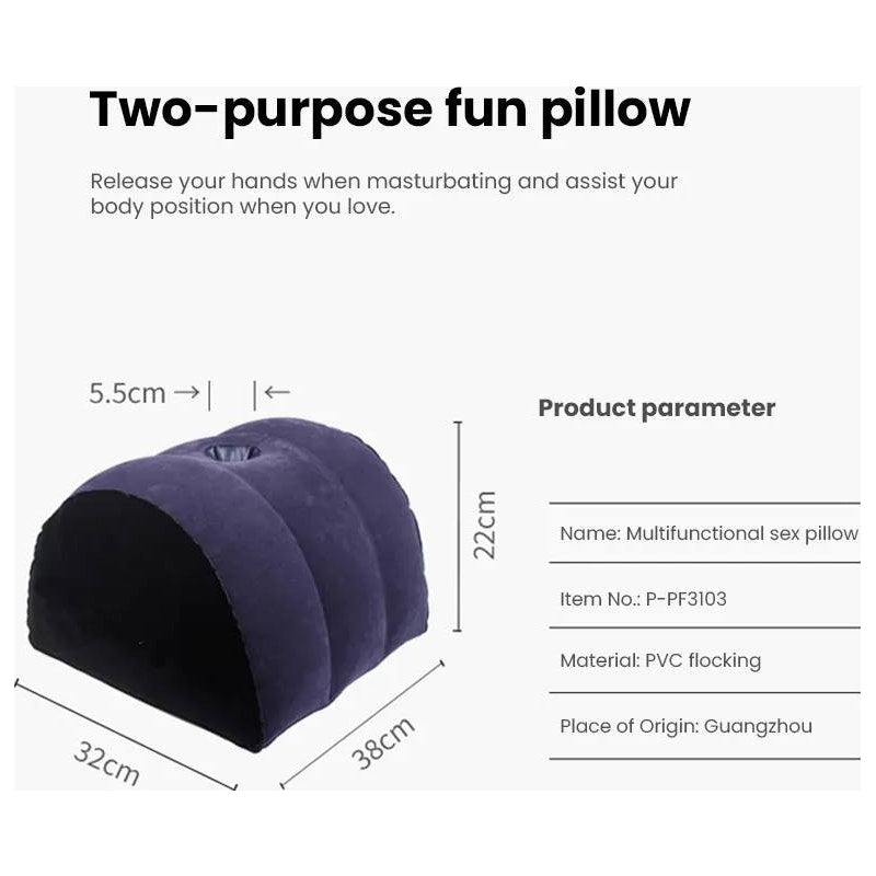 Daytona Inflatable Sex Positioning Half Dome Cushion with Toy Holder, Blue