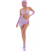 Pink Lipstick Feeling Fuzzy Lilac Festival Set incl Pasties, S/M, M/L