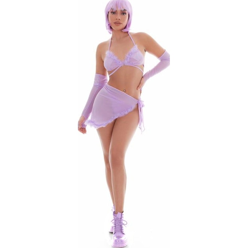 Pink Lipstick Feeling Fuzzy Lilac Festival Set incl Pasties, S/M, M/L