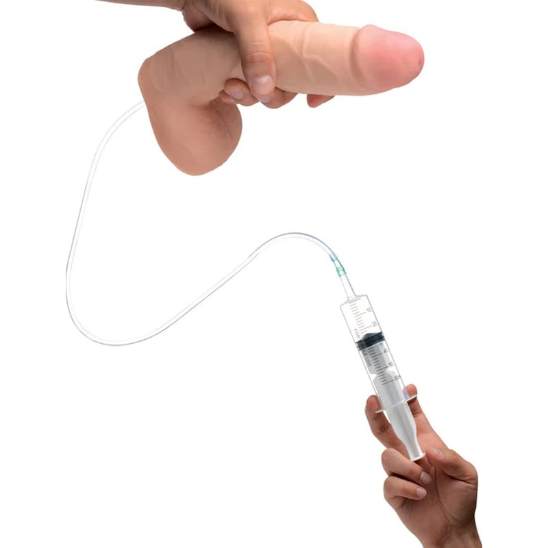 Loadz Squirting Dildo with Syringe, 9"/23cm, Flesh