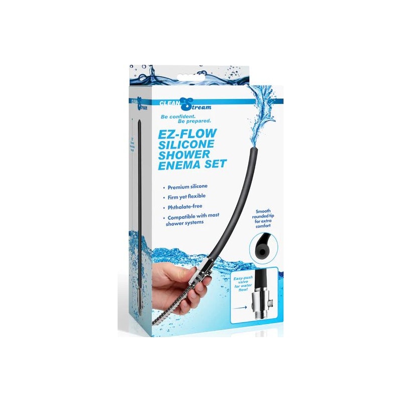 CleanStream EZ-Flow Silicone Shower Enema Set, Silver