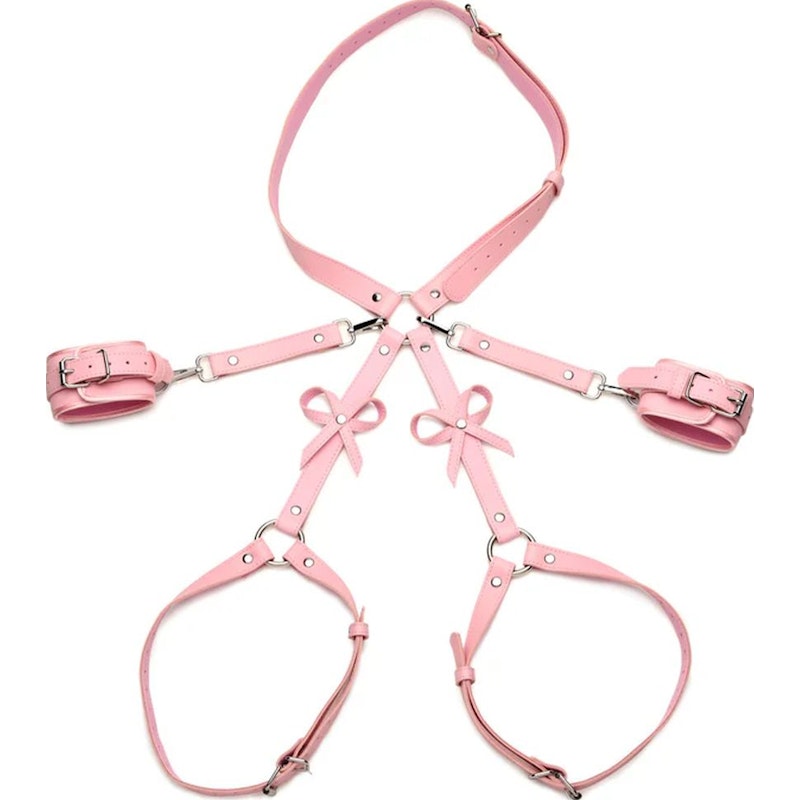 Strict Bondage Harness with Bows, M/L, Pink