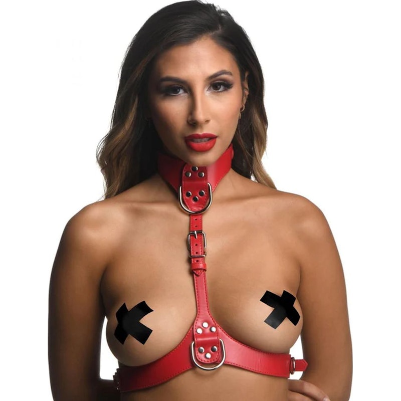 Strict Female Chest Harness, Red, S/M