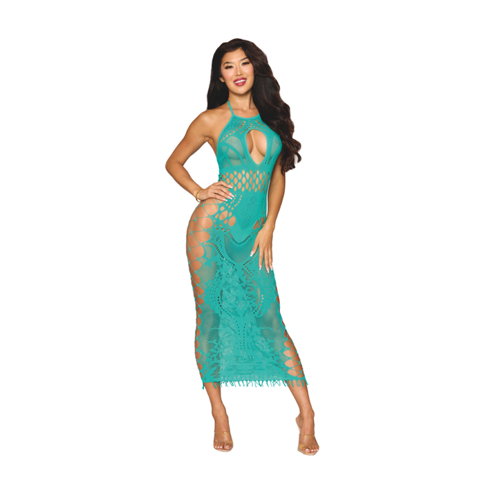 Dreamgirl Body Stocking Gown, Turquoise, One Size