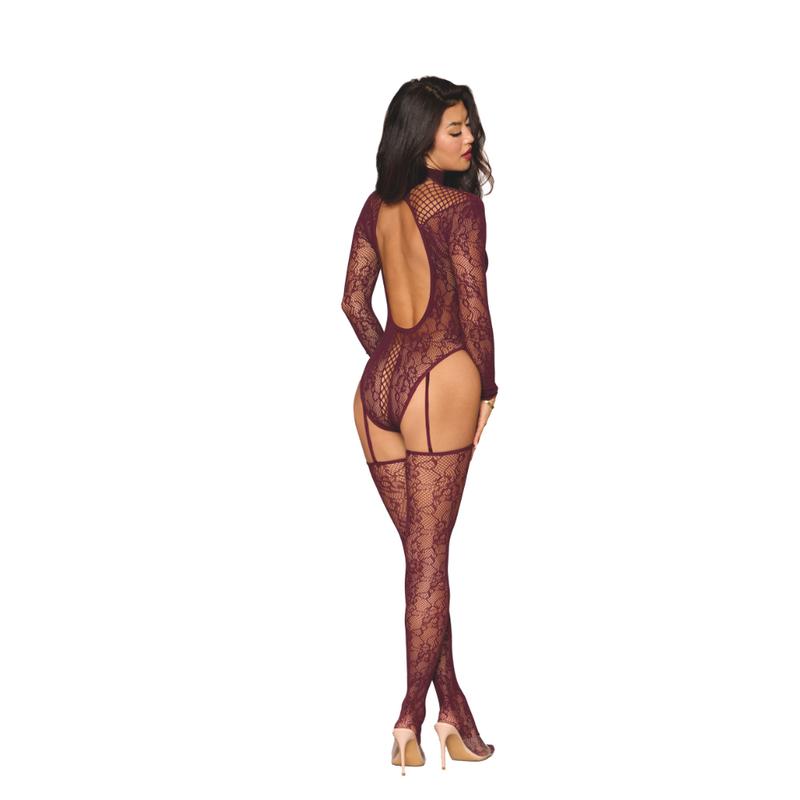 Dreamgirl Basic Fishnet Pantyhose, Black/Burgundy, One Size
