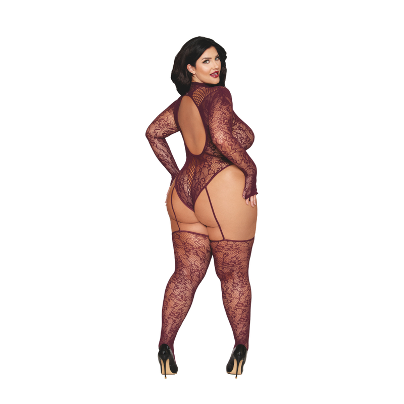 Dreamgirl Basic Fishnet Pantyhose, Black/Burgundy, One Size