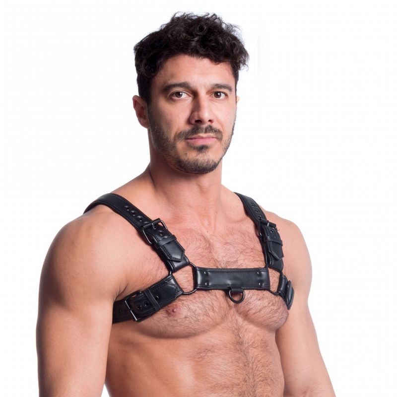 Sport Fucker Vegan Bulldog Harness – Black Faux Leather Chest Harness