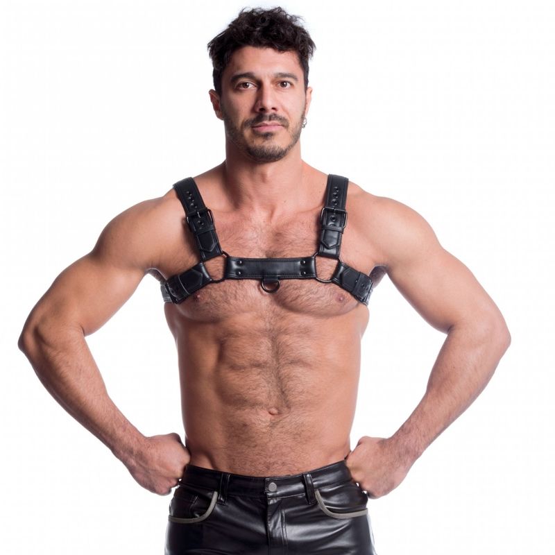Sport Fucker Vegan Bulldog Harness – Black Faux Leather Chest Harness