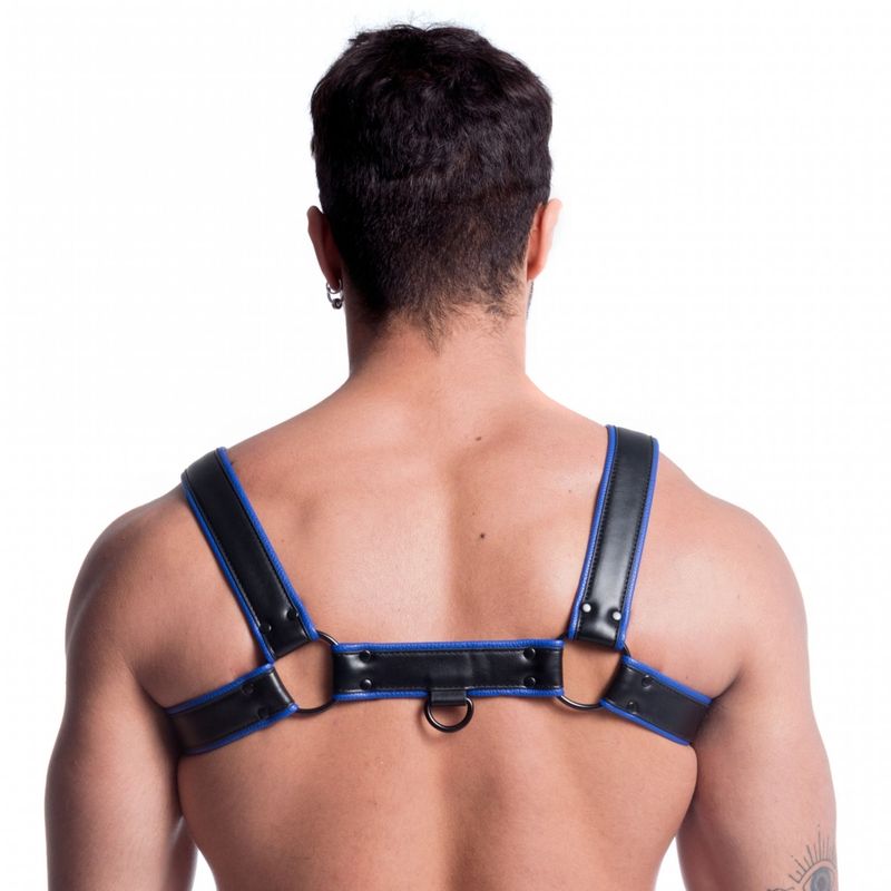 Sport Fucker Vegan Bulldog Harness, Black and Blue, S/M