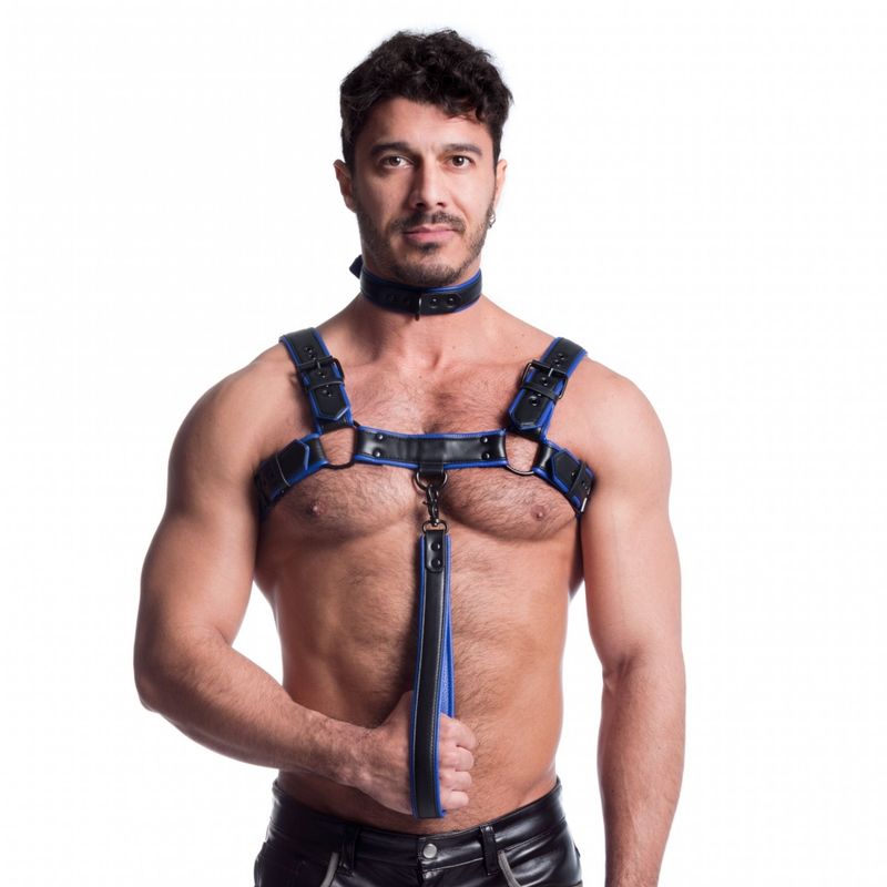 Sport Fucker Vegan Bulldog Harness, Black and Blue, L/XL