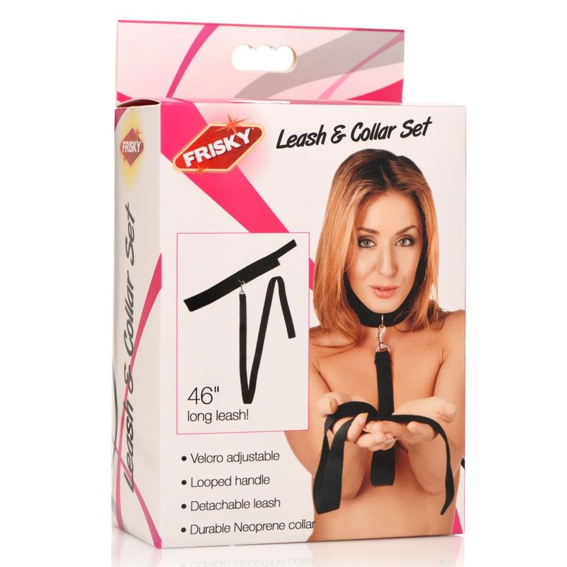 Frisky Neoprene Collar And Leash Set, Black
